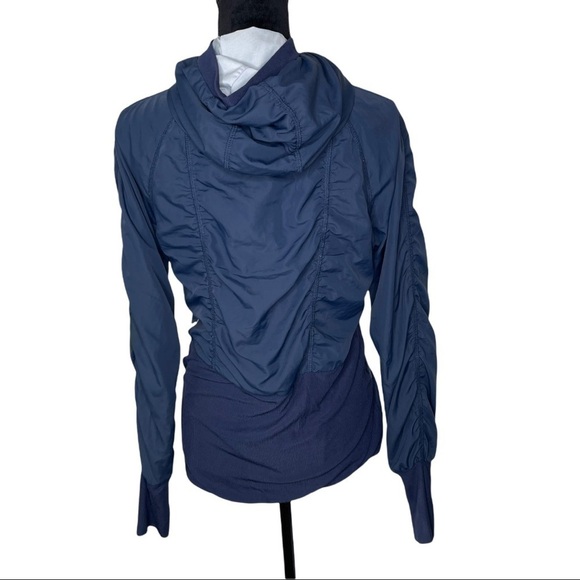 Mondetta Navy Ruched Full Zip Hoodie Track Jacket Size Medium - Picture 7 of 10